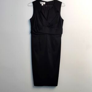 Donna Ricco LBD Black Midi Sheath Dress Size 12 Holiday Party New Year's Eve